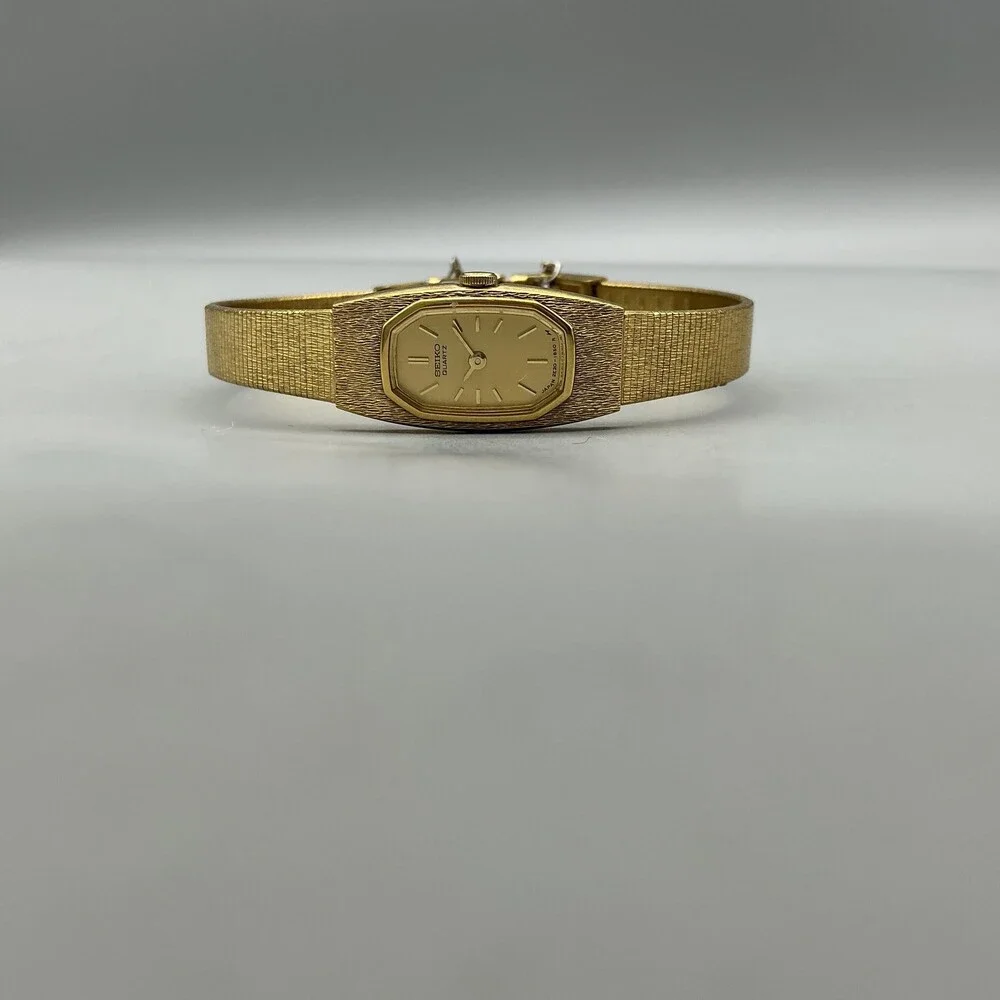 Vtg Seiko Womens Watch 11mm Champagne Dial Gold Tone 2E20-6469 New Battery 6